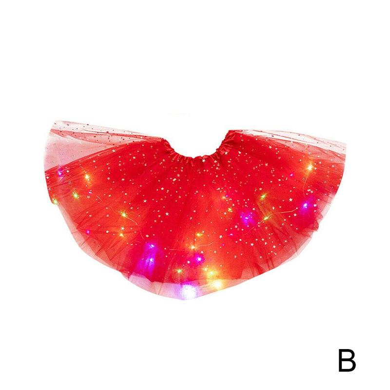 Kerst kinder lichtgevende tutu rok met rok licht buste led tutu rok lichtgevende mesh  h6 a 6: B