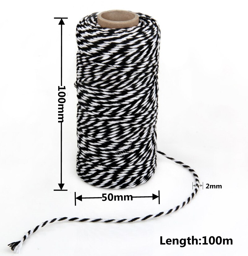 Hilo de algodón colorido para manualidades, hilo de macramé, para envolver , decoración de boda, 100 m/rollo