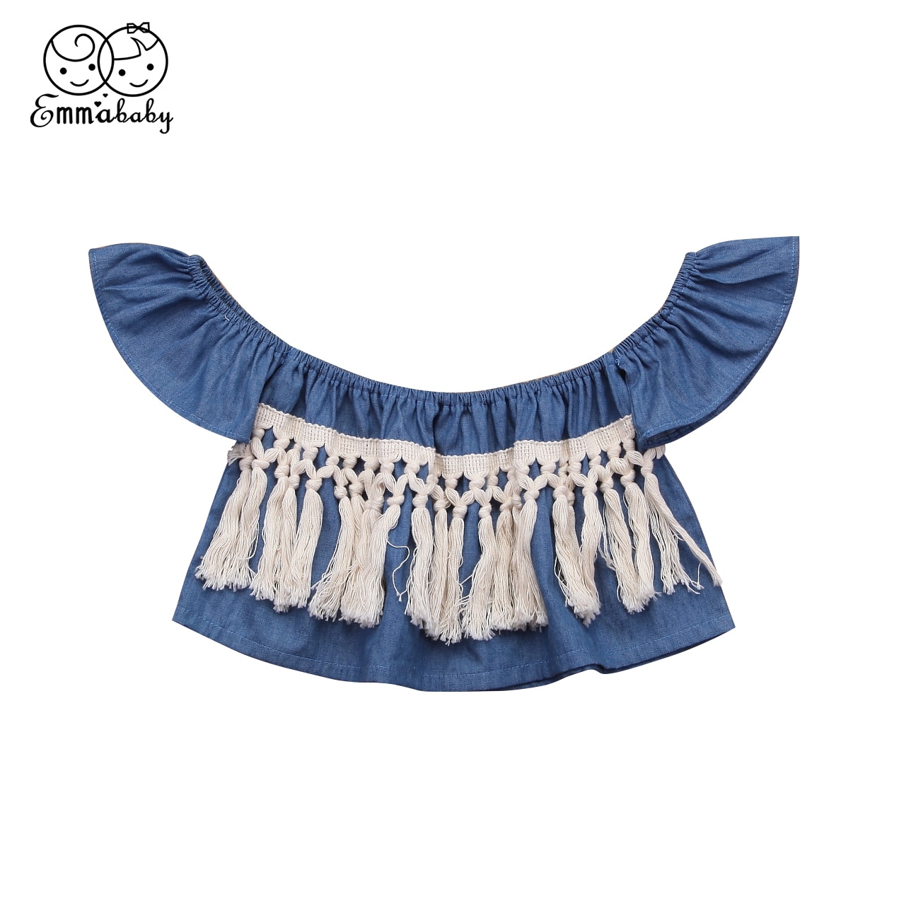 I Bambini appena nati Del Bambino Gilrs Denim Spalle T-Shirt Manica Corta T-Shirt Estate Outfit