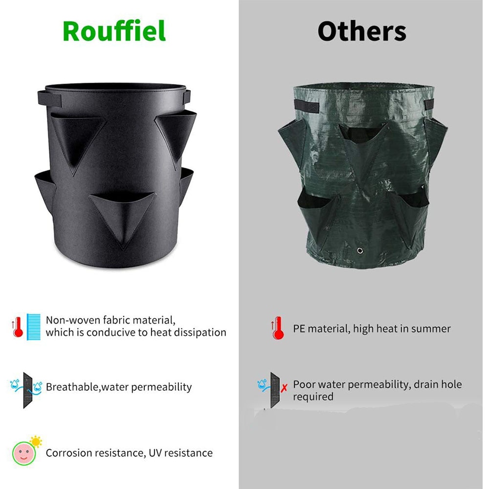 Multi-Mond Grow Bag 5/7/10 Gallons Aardbei Tomaat Plantzakken Herbruikbare Tuinen Balkons Bloem Kruid Planter