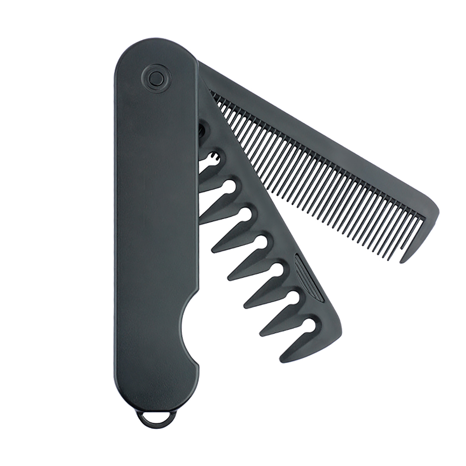 1/2/3 in 1 Pocket Folding Combs Plastic Wide Tooth Oil Head Comb Beard Combing Barber Clipper Comb Salon Hair Styling Tools: black
