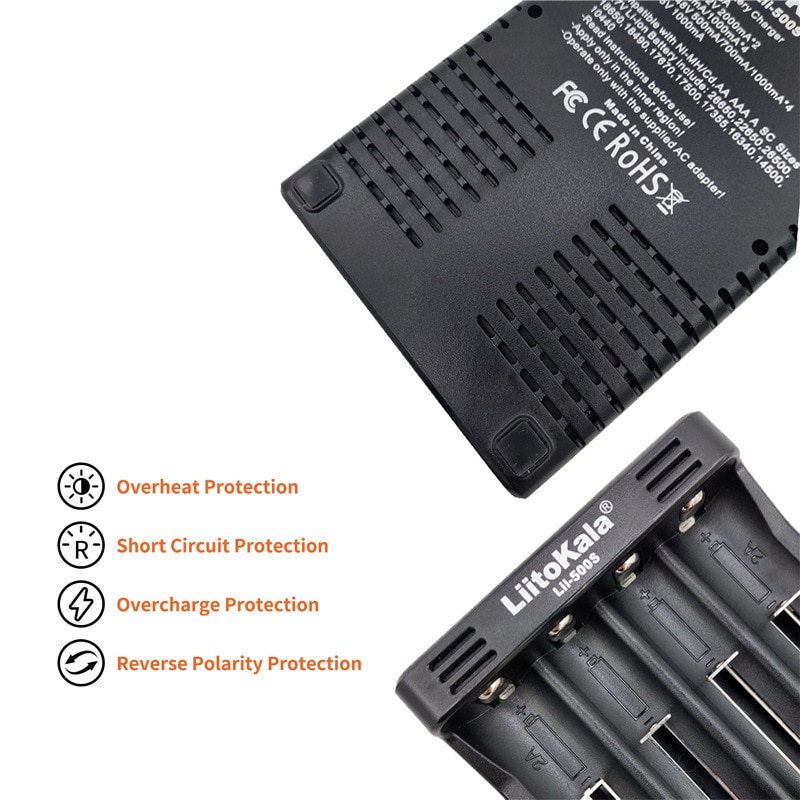 LiitoKala lii-500S 18650 cargador de batería US/EU pantalla LCD de litio/NiMH 26650 AA, AAA Control táctil de cuatro corrientes