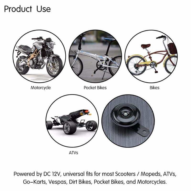 Universal Motorcycle Electric Horn Kit Waterproof 12V 1.5A 105db Round Loud Horn Speakers For Scooter Moped Dirt Bike ATV