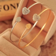 Women's Jewelry Valentine's Day Prom Jewelry Adjustable Zircon Heart-Shaped Open Bracelet