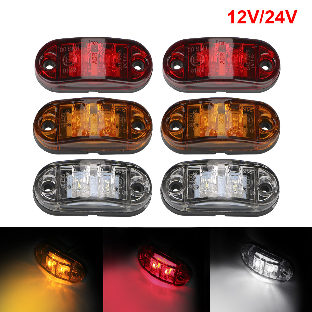 Lámpara de señalización lateral para remolque, camión, caravana, luces de advertencia LED, marcador lateral, rojo, amarillo, blanco, 12V- 24V