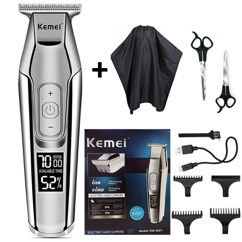 Kemei Tondeuse Baard Trimmer Mannen Tondeuse Lcd Digitale Display Cordless Kapsel Elektrische Scheerapparaat 5: Clothes and scissors