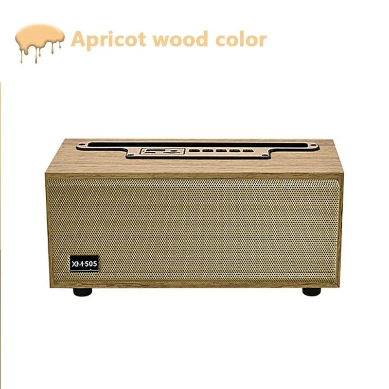 Multifuncional Retro De Madeira Bluetooth Speaker, Subwoofer Sem Fio, Sistema de Som Remoto, Suporte Do Telefone Móvel, Desktop Portátil FM: Preto