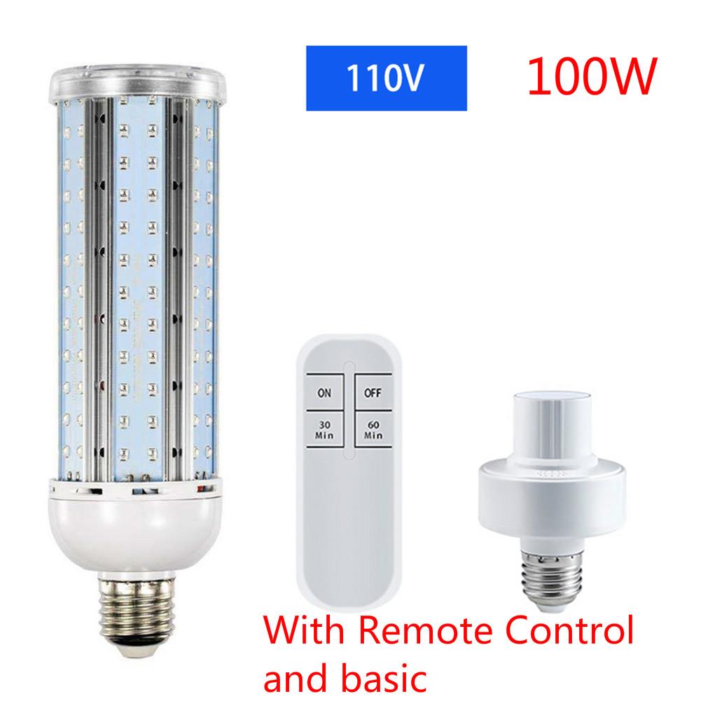 40/60/100W UV Germicidal Light Led UVC Light Bulb E27 Germicidal Lamp Remote Control Timing Killing Virus Mite Bacteria Kill Gem: A SET 110V 100W