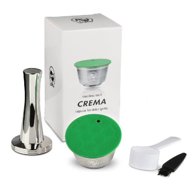 Reutilizable, de acero inoxidable, reutilizable, para Dolce Gusto, cápsula de café, tapa de silicona Dolci, cafetera, cuchara de café con Clip: 1capsule 1tamper
