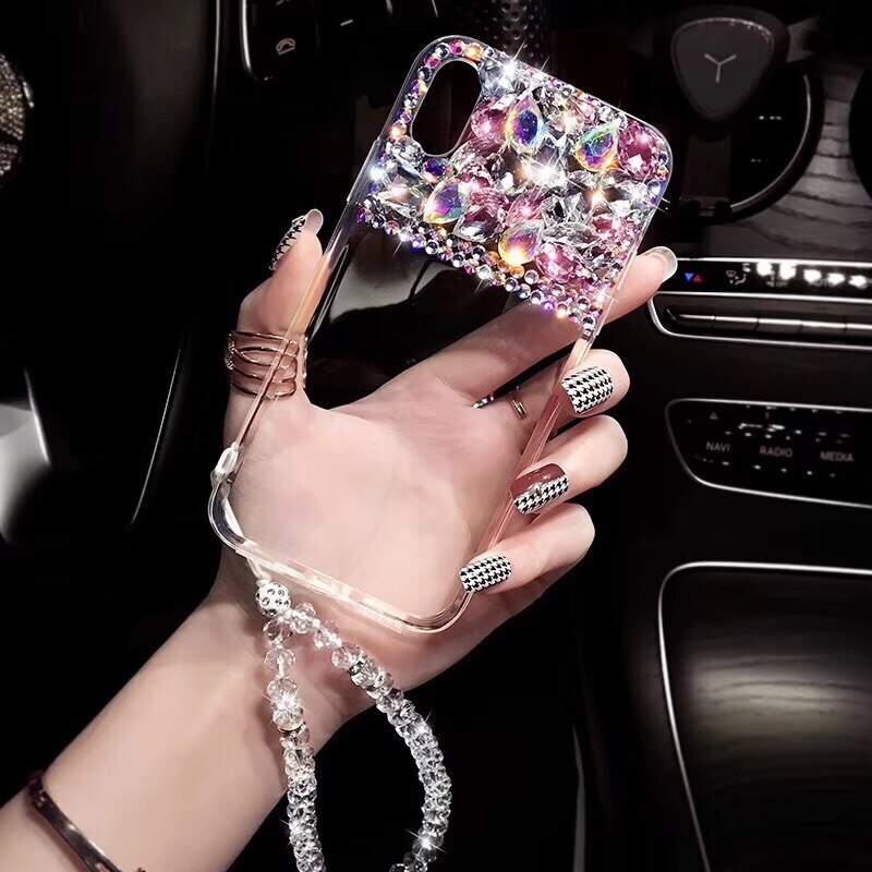 Luxus Bling Strass Kristall Farbe Diamant Weiche Zurück Telefon Fall Für iPhone 6 6s plus 7 8 Plus X XS XR XS Max 11 Abdeckung