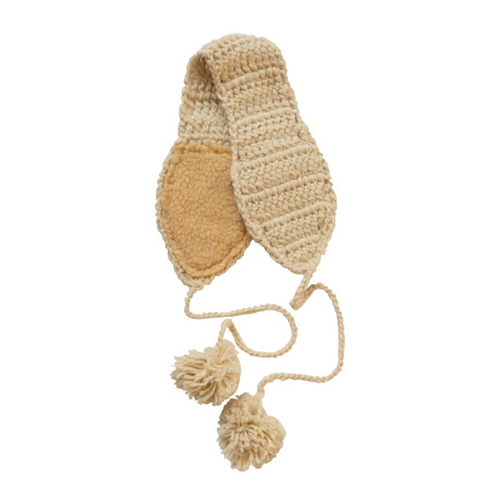 tricot laine cache-oreilles Crochet cache-oreilles hiver automne en peluche cache-oreilles pour les femmes: Beige