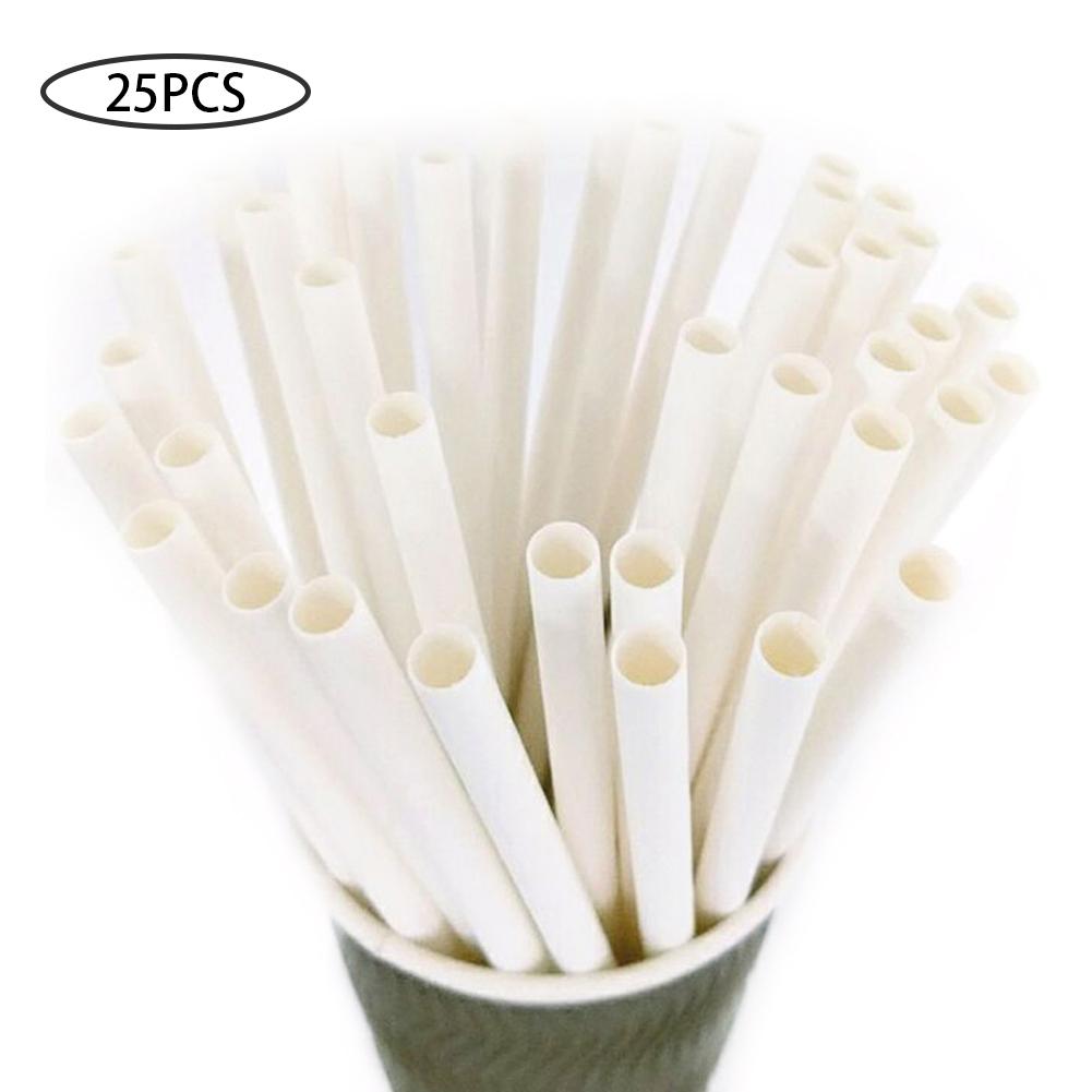 25 stuks wegwerpbare puur witte bruiloftsbenodigdheden, verjaardagsfeestdecoratie, drankpapieren rietjes, witte papieren rietjes