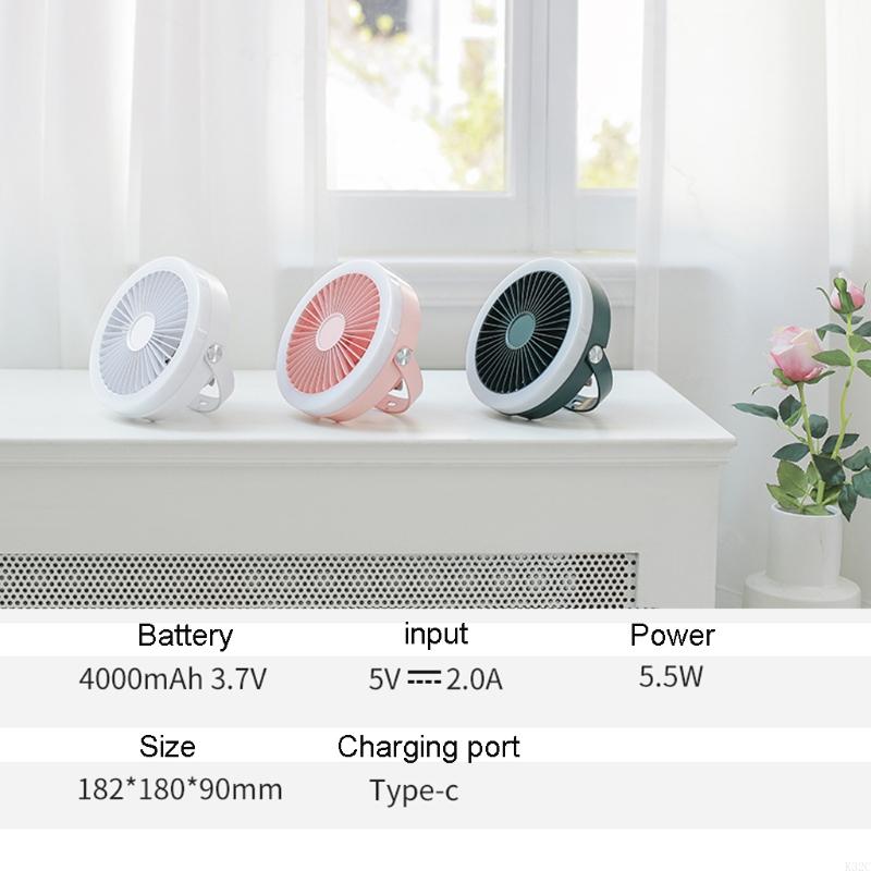 K32C Remote Control USB Ceiling Fan Air Cooler USB Fans for Bed Camping Outdoor Hanging for Camper Tents Hanger Fan 3 Colors