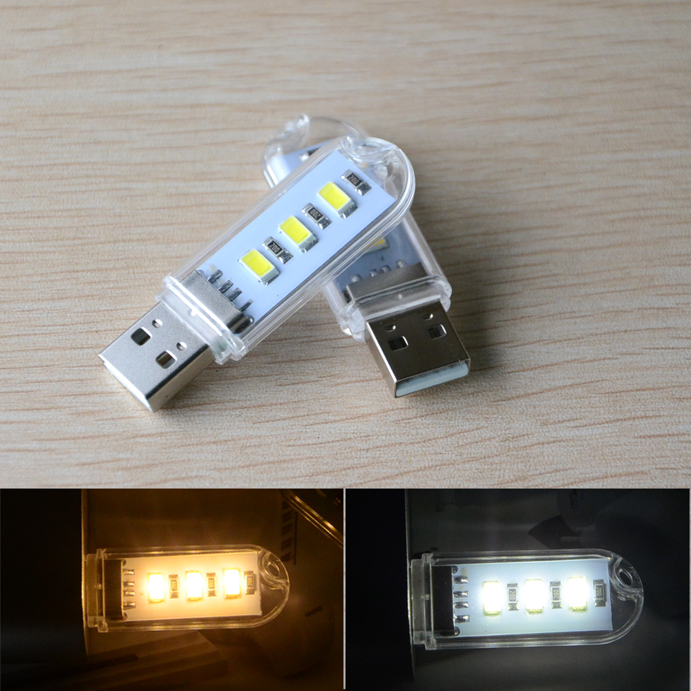 Mini USB LED Light SMD5730 3 Leds USB Book Lamp Reading Camping Lights Gadget Nightlight for Notebook Laptop Mobile Powerbank