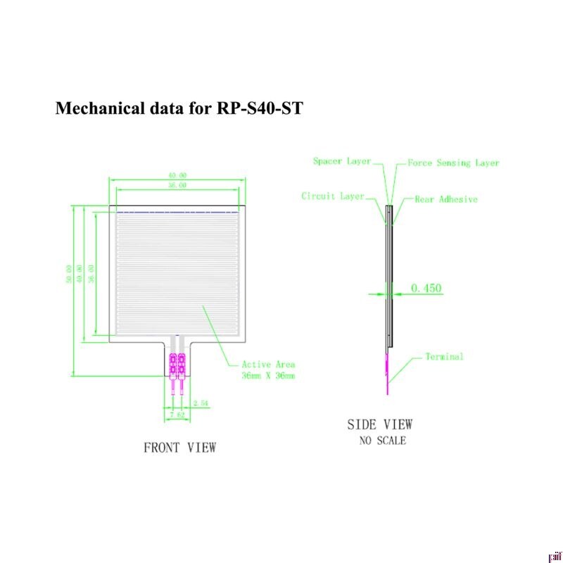 Thin Film Pressure Sensor RP-S40-ST Force Sensor Smart High-end Seat 20g-10kg