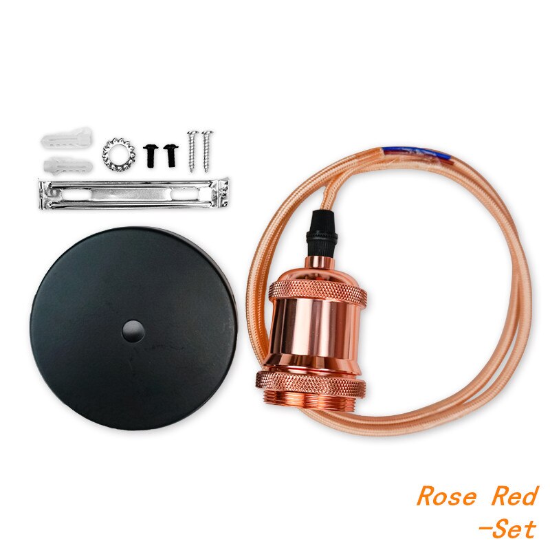 Vintage Retro Edison Lamp E27 AC 85-265V Pendant Lights Bulb Socket Screw Base Aluminum Light Industrial Lamp Holder Fitting: Rose Red set