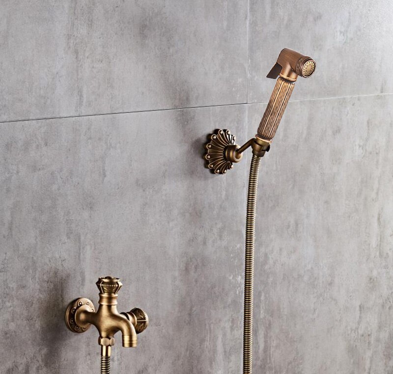 Bidet Kranen Antiek Messing Badkamer Douche Blow-Fed Spuitpistool Nozzle Wc Bidet Kraan Enkel Koud Water Kranen Bad kraan