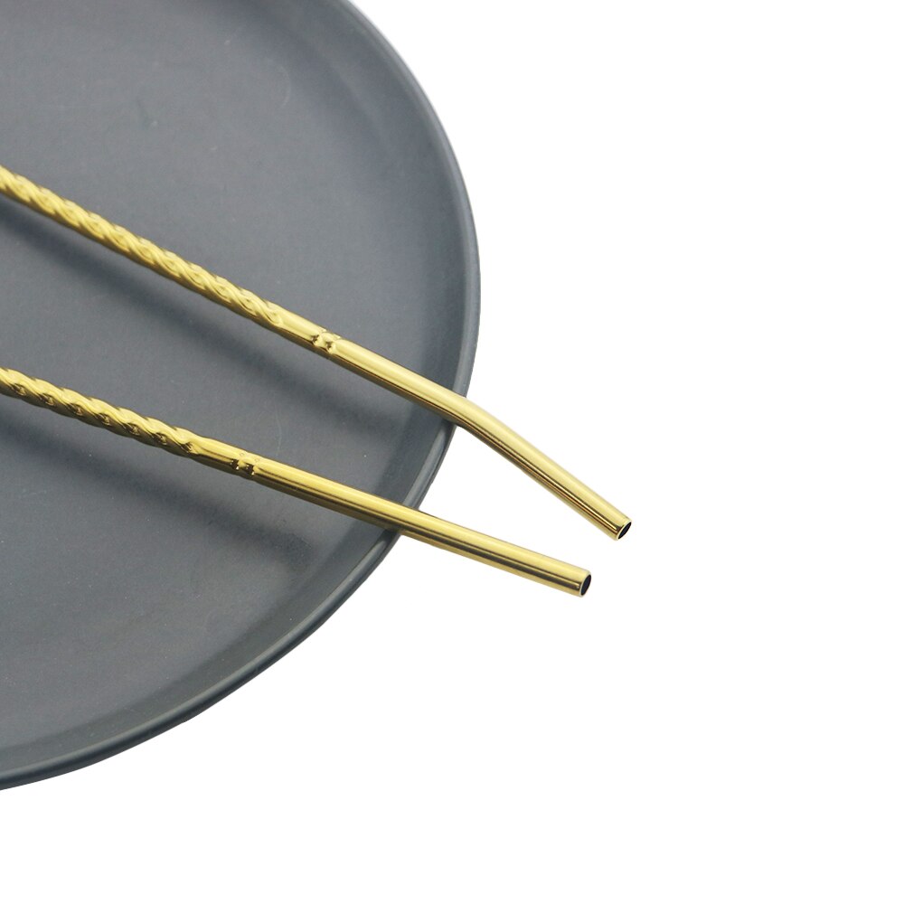 2Pcs Kleurrijke Herbruikbare Rietje Lepel Cocktail Roeren Lepel Roestvrij Stalen Metalen Rietjes Bar Koffie Roeren Gereedschap