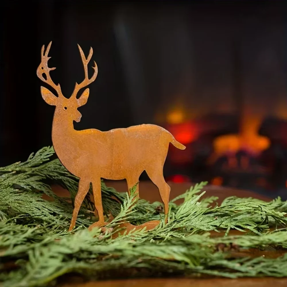 Ornements rustiques en forme d'épicéa et d'élan en métal : décoration et de chasse parfaits pour les décorations de Noël et du nouvel an!
