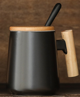Taza sencilla de cerámica nórdica para el hogar, vaso de agua para café, práctico con tapa: 3