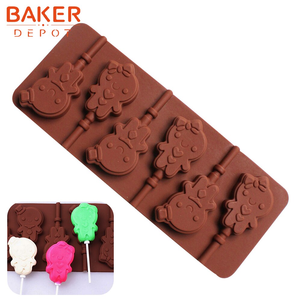 Bager depot silikone slikkepinde form til slik chokolade rund kage dekoration form bjørn slikkepinde forme til bagegrej: Cdsm -179