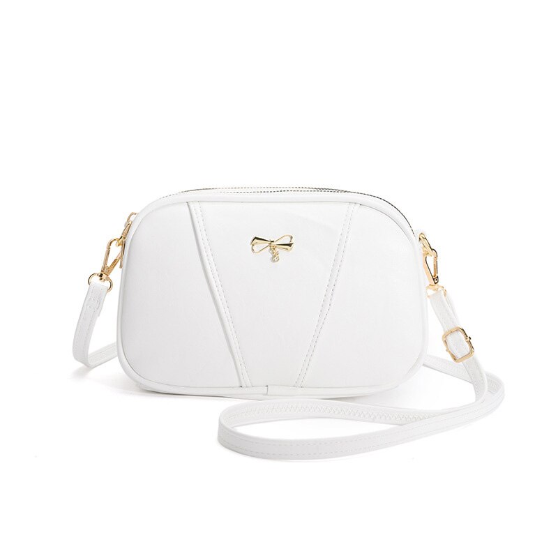 2022 New Bow borsa a tracolla piccola borsa in pelle PU borse a tracolla da donna cerniera a doppio strato borse a tracolla da donna giornaliere pochette: White