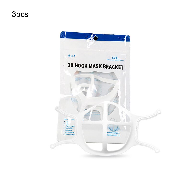 Soporte para mascarilla 3D, soporte transpirable de silicona, PE, protección Facial, herramienta de maquillaje, no se caída y no se desliza, 10 Uds.: 02 3pcs