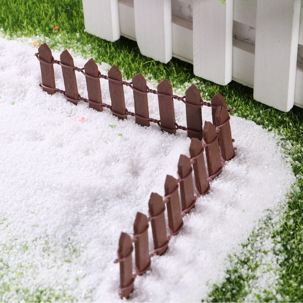 10Pcs Mini Small Wood Fence DIY mini house Fairy Garden Micro Plant Pot Decor Bonsai Terrarium Ornament ): Coffee