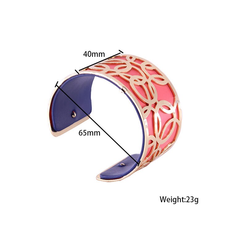 Wemarchjuly Bracelet Bangles for Women with Gold Color Flower Shaped Reversible Leather Cuff Bracelet Gros Bracelet Femme Bigoux