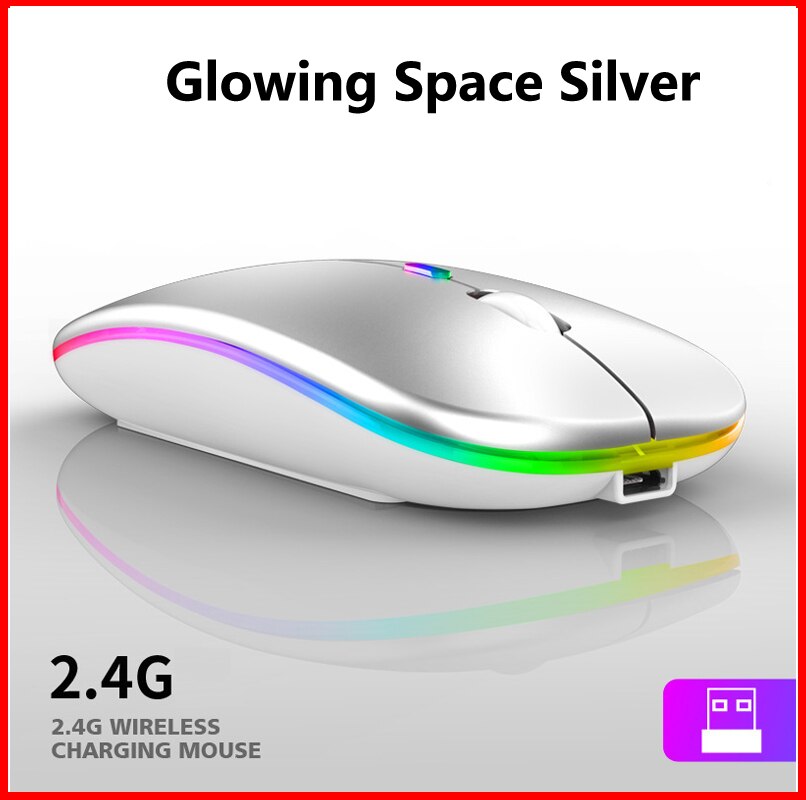 Wireless Silent Mouse LED Backlit Rechargeable USB Ergonomic Optical Gaming Desktop PC Laptop: Green