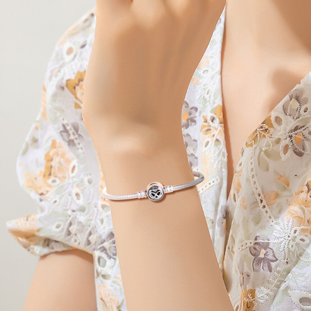 Momenten Hart Infinity Sluiting Snake Chain Armband Past Originele 925 Zilveren Charms & Kralen Vrouw Diy Sieraden Maken