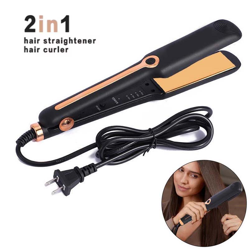 Flat Iorn Straightener And Curler 2 In 1 Ceramic High Heat Flat Irons Hair Straightener Salon Hair Styler Tools