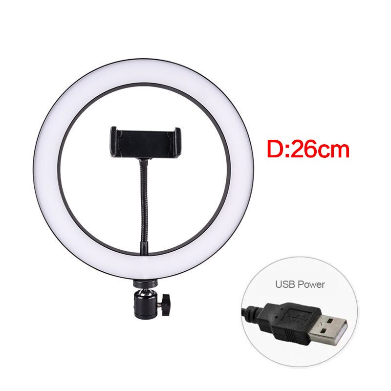 26CM/10 Inch LED Selfie Ring Light Studio Photography Photo Ring Fill Light With Tripod For Smartphone Makeup Video Live Studio: 26CM PTZ stand