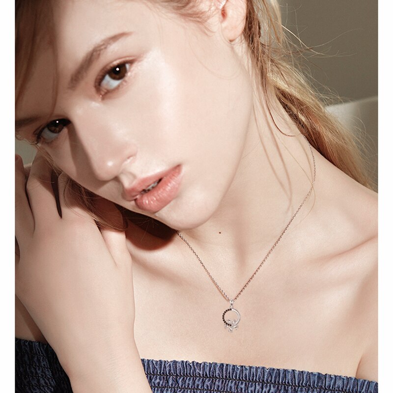 Black Awn Romantic 925 Sterling Silver Fine Jewelry Trendy Flower Engagement necklaces & pendants for Women KK001