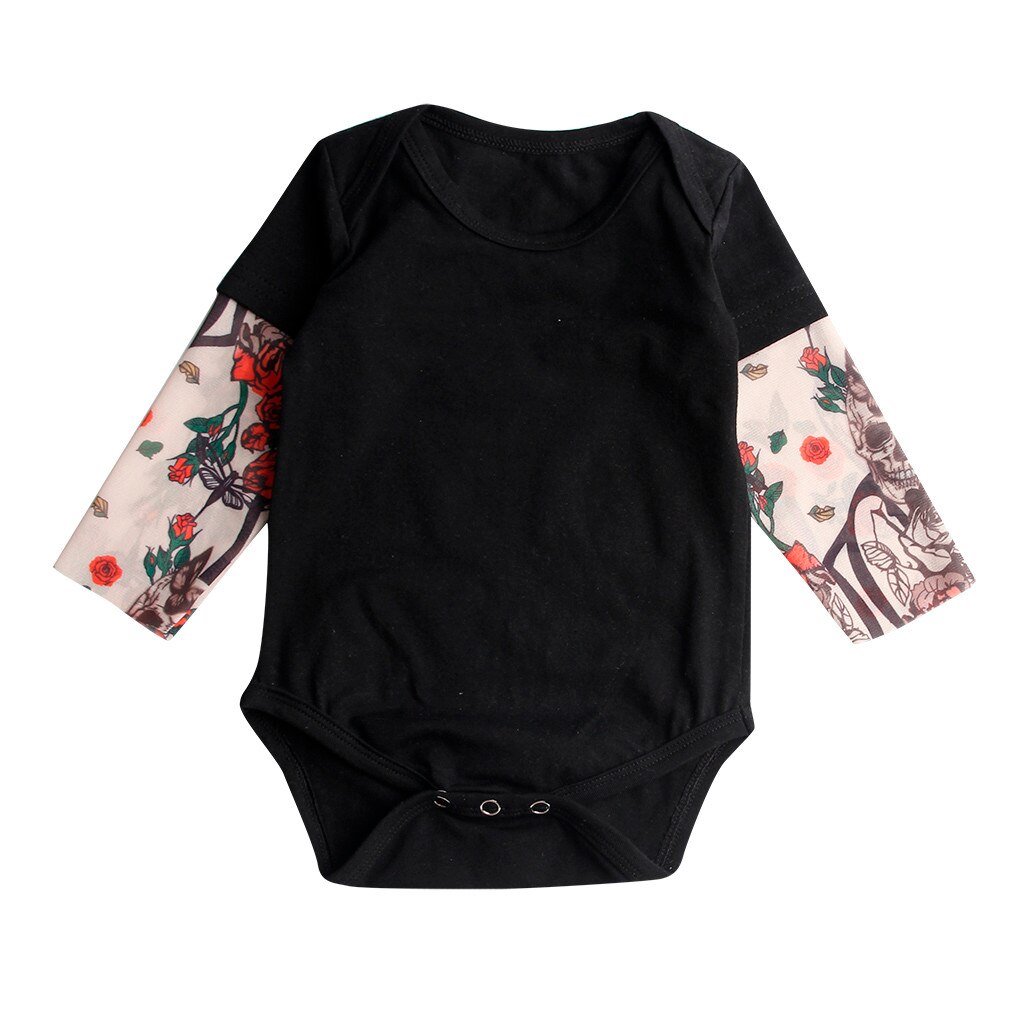 Mono de manga larga para recién nacido, con estampado de tatuaje para bebé, ropa de bebé, ropa de invierno para bebés, bebés,: 6 meses