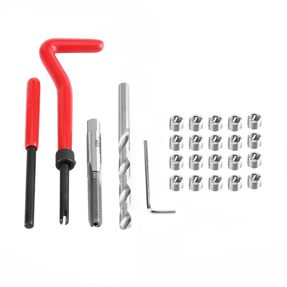 25pcs Thread Repair Insert Kit Compatible Hand Tool Set for Auto Repairing M6 x 1.0 x 8.0mm