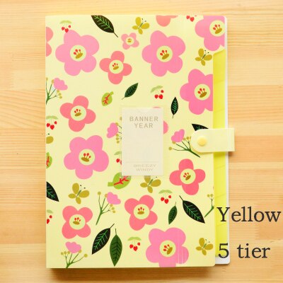 1pc Brand Waterproof Book A4 Paper File Folder Bag Accordion Style Document Rectangle Office Home School Color Random: Yellow 5 tier
