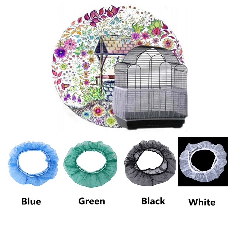 Easy Cleaning Bird Cage Covers Mesh Seed Catcher Guard Bird Cage Net Shell Skirt Dust-proof Airy Mesh Parrot Cage Cover 2 Sizes