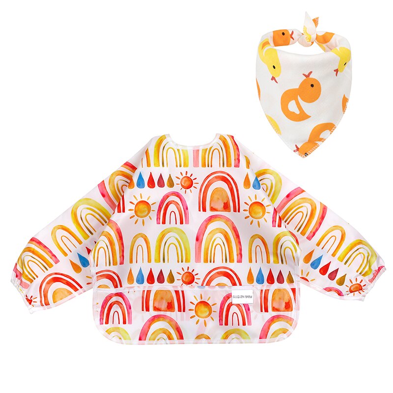 Baby Lätzchen Wasserdicht Kleinkind essen Werkzeug Langarm Neugeborenen Kunst Kittel Fütterung Lätzchen Schürze passen 6-24M Mit tasche Baby Bandana Lätzchen: ZY1043