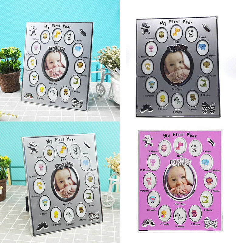 Álbum conmemorativo para bebé, primer año, marcos de fotos DIY para crecimiento de bebé, 12 meses, recuerdo de exhibición de imagen
