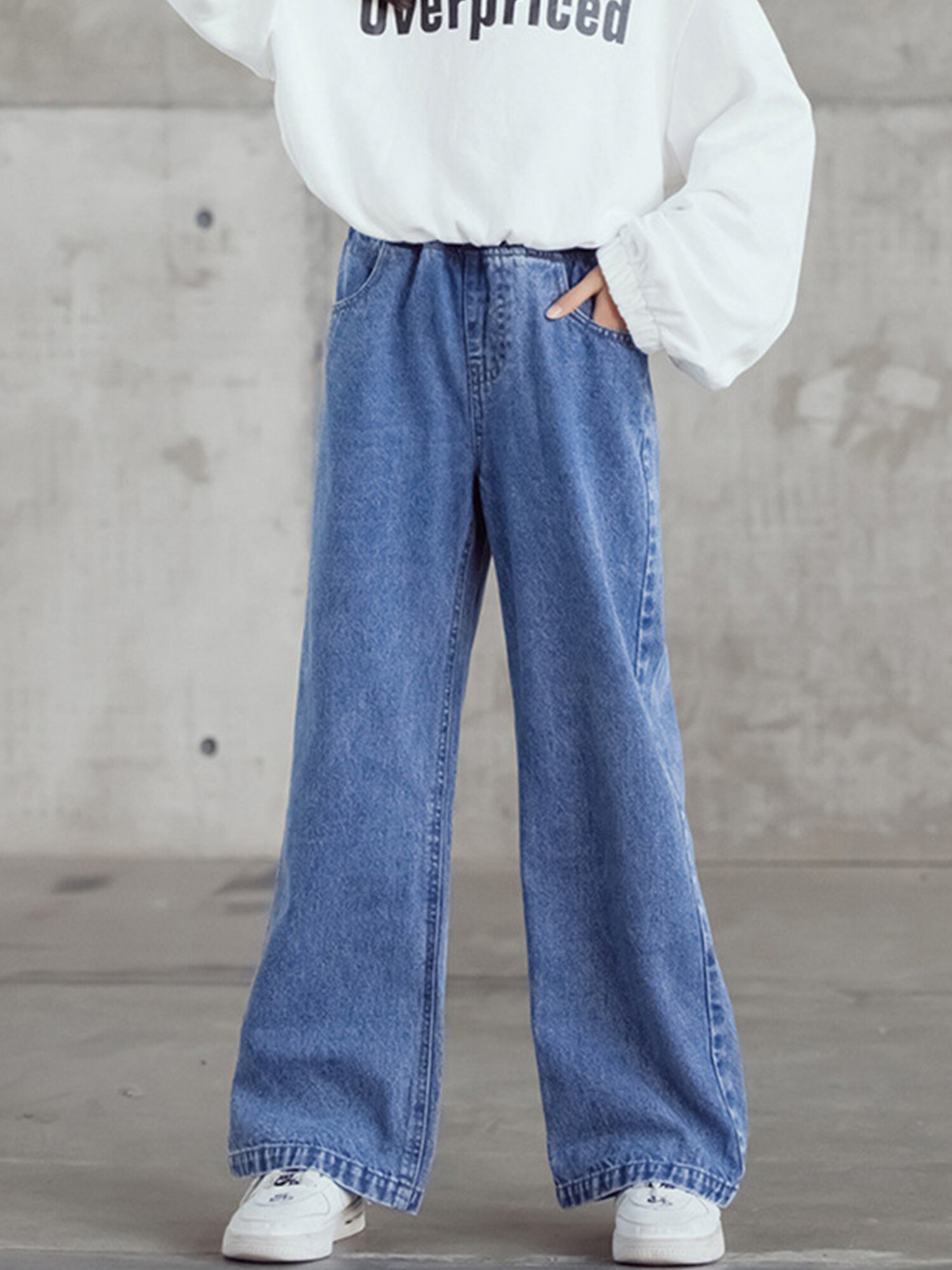 Pantalones vaqueros informales para niña adolescente, pantalón holgado de pierna ancha para niño, 5, 6, 8, 10, 12 y 13 años, primavera y otoño