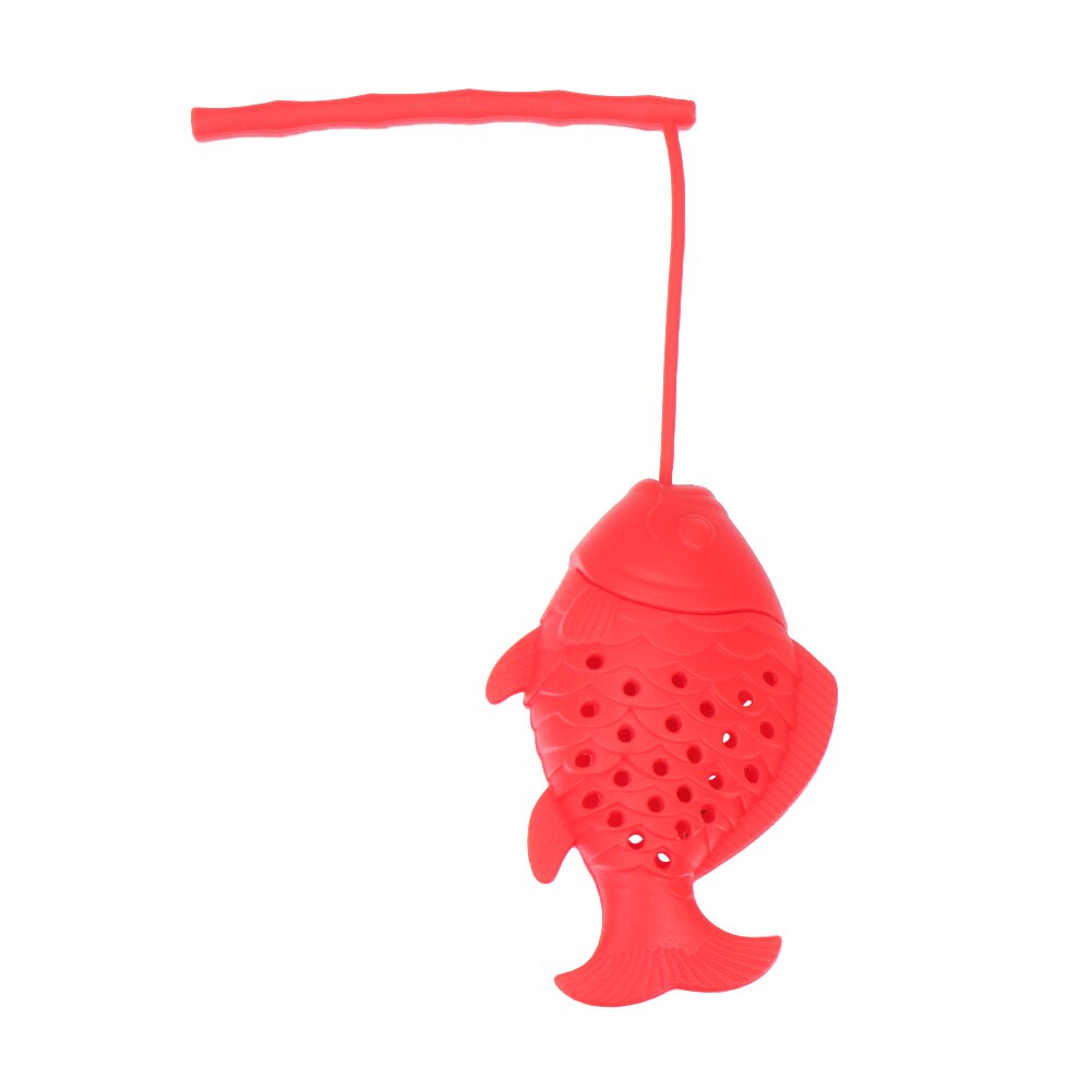 Teapot/Fish/Poop Shaped Tea Infuser Strainer Silicone Tea Bag Leaf Filter Diffuser Kitchen Gadget Teaware Accessories: red-fish