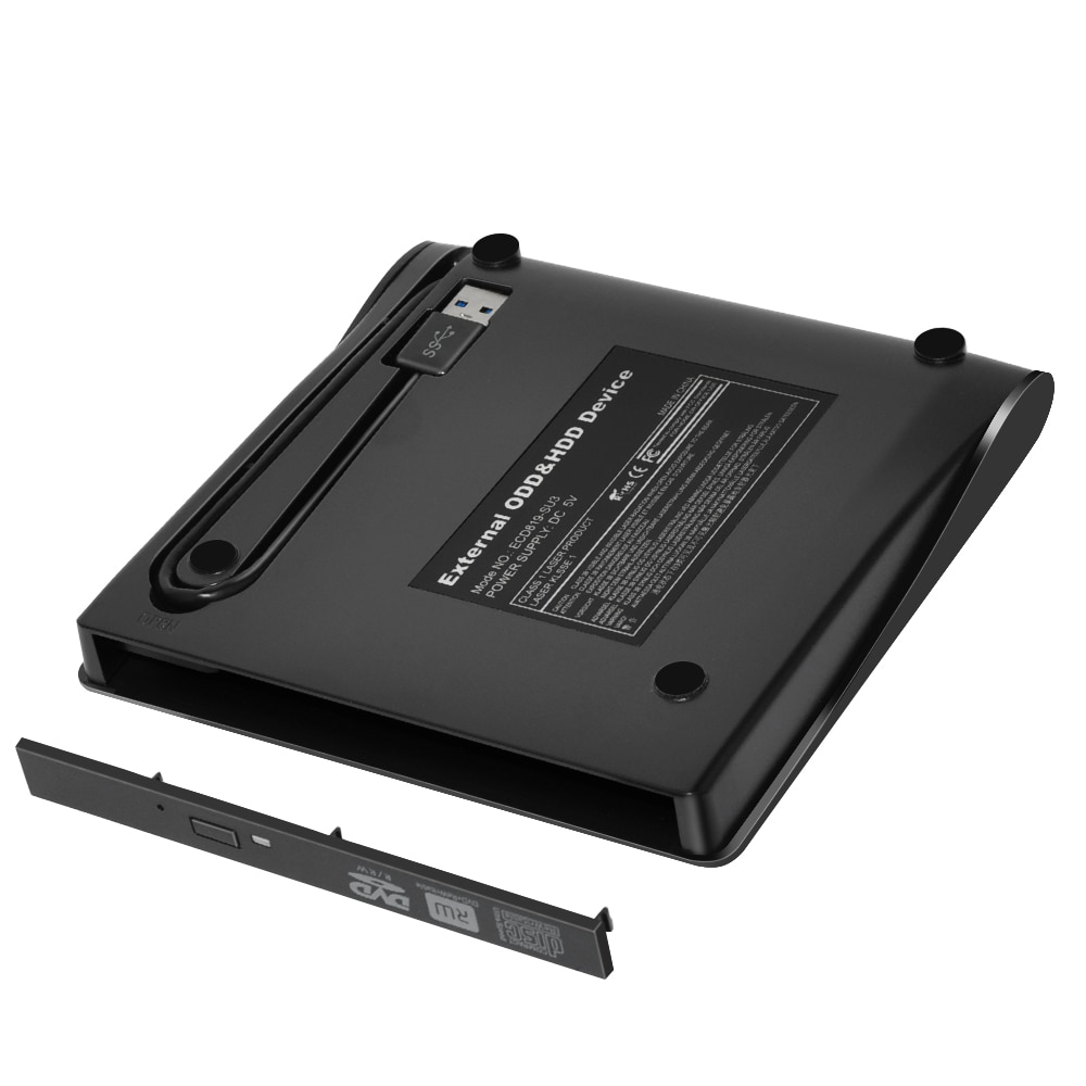 DeepFox Kit custodia per unità ottica USB 3.0 SATA da 9,5 mm Custodia mobile esterna Custodia per DVD/CD-ROM per laptop senza unità ottica