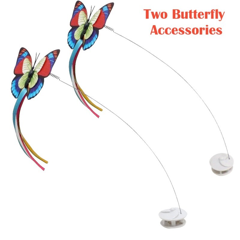 Bascolor Electric Rotating Butterfly Cat Toys with Two Replacement Flashing Butterflies Interactive Toy For Cats