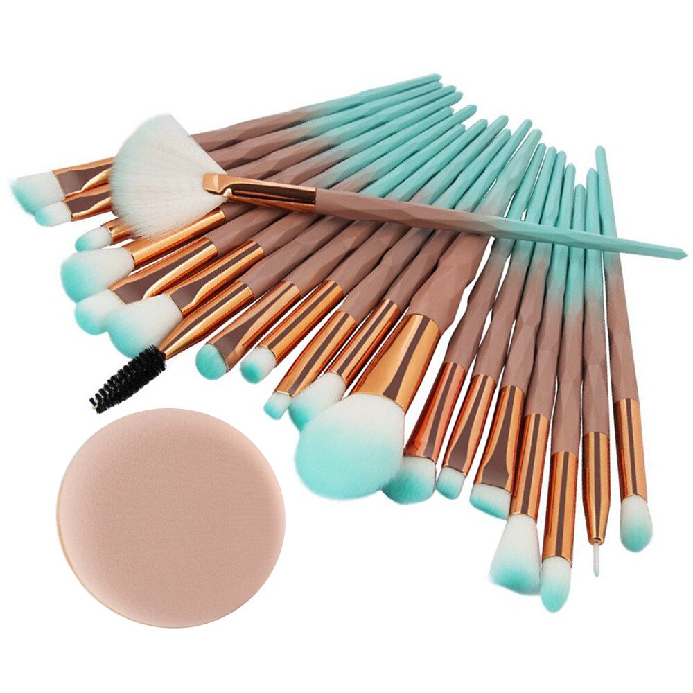 MAANGE 20 piezas brochas de maquillaje de diamantes Set base de polvo rubor mezcla de sombra de ojos labios cosméticos belleza maquillaje pincel: B