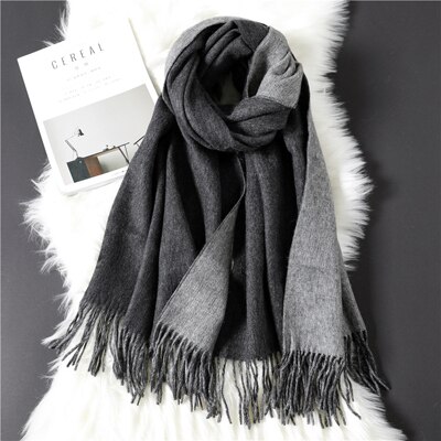Luna & dauphin châle européen femmes 180x100cm | Laine vierge d'hiver, foulards hommes, Beige laine à carreaux, écharpe de couverture, Pashmina glands: dark grey