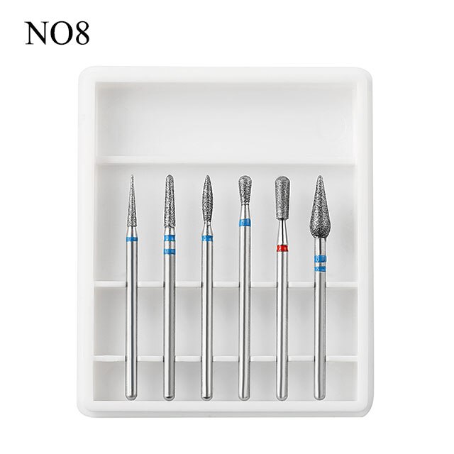 6 unids/set manicura uñas taladro eléctrico Kit de uñas de piedra de corindón cortadores polaco manicura Accesorios: 8
