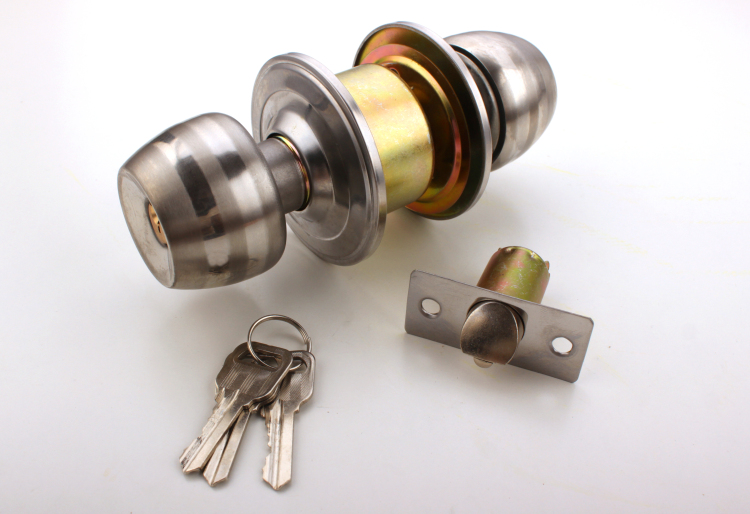 in stock stainless steel round door knobs Lock entry handle with key interior door handle