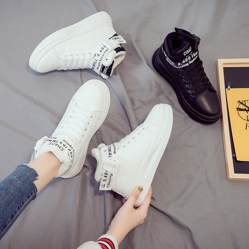 Dames casual schoenen rubber warme trend sneakers loafers winter zapatos mujer damesschoenen wit