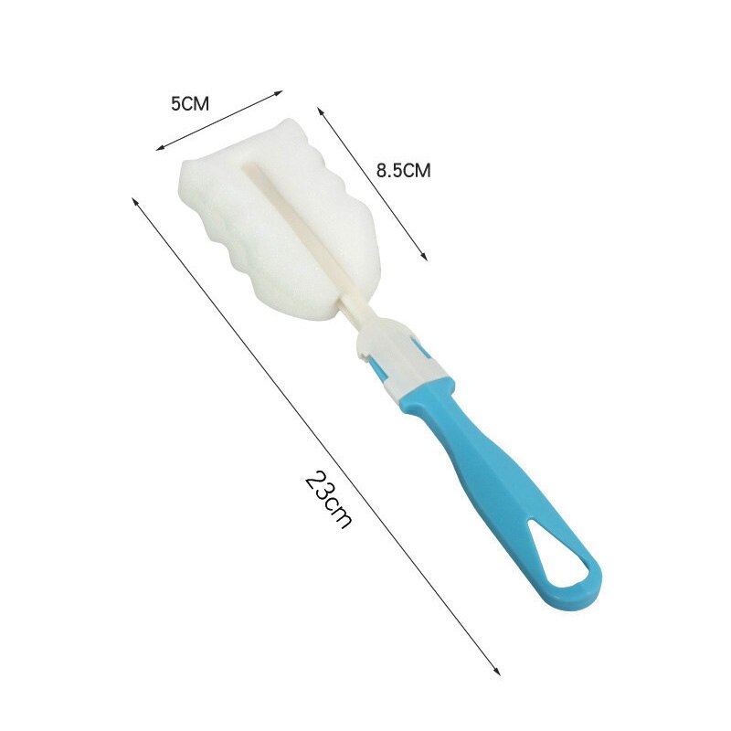 Escova para mamilos com esponja 2021 graus, escova giratória de 360 graus para limpeza de copos e mamilos, limpador de mamilos: B Sky Blue